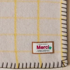 2138 TESSILECHITI Plaids & Couvertures|L'esprit Merci-Couverture Merci - Carreaux Jaune Asahi
