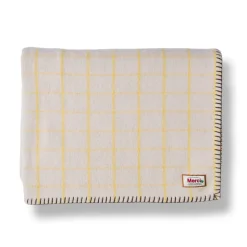 2138 TESSILECHITI Plaids & Couvertures|L'esprit Merci-Couverture Merci - Carreaux Jaune Asahi