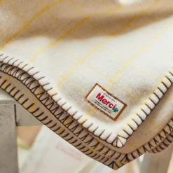 2138 TESSILECHITI Plaids & Couvertures|L'esprit Merci-Couverture Merci - Carreaux Jaune Asahi