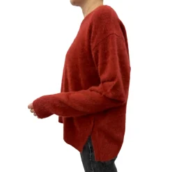 Femme CT Plage Mailles-- Pull Fendu - Rouge