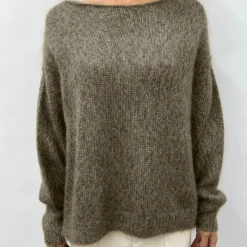 Femme CT Plage Mailles-C.T.plage - Pull Col Bateau - Kaki