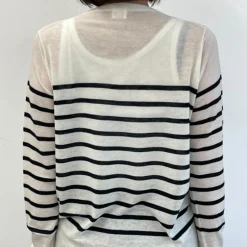 Femme CT Plage Mailles-C.T.plage - Pull Fin Mariniére - Blanc