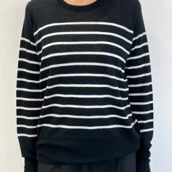 Femme CT Plage Mailles-C.T.plage - Pull Fin Mariniére - Noir