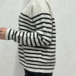 Femme CT PLAGE Mailles-C.T.plage x Merci - Pull Rayé - Gris/Bleu