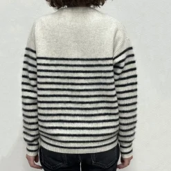 Femme CT PLAGE Mailles-C.T.plage x Merci - Pull Rayé - Gris/Bleu