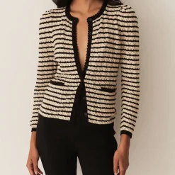 Femme DOEN Mailles-Dôen - Cardigan Therese - Beige rayé