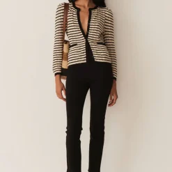 Femme DOEN Mailles-Dôen - Cardigan Therese - Beige rayé