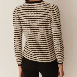 Femme DOEN Mailles-Dôen - Cardigan Therese - Beige rayé