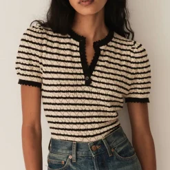 Femme DOEN T-shirts-Dôen - T-shirt Brandie - Beige rayé