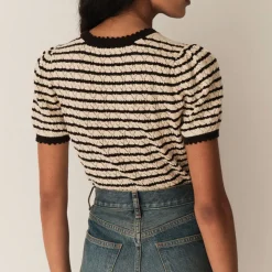 Femme DOEN T-shirts-Dôen - T-shirt Brandie - Beige rayé