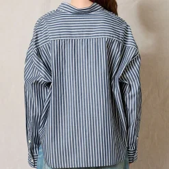 Femme Denimist Chemises-- Chemise Rayure Courte - Marine