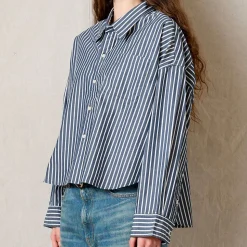 Femme Denimist Chemises-- Chemise Rayure Courte - Marine