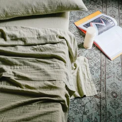 2100 GAZEX Draps Plats-Drap plat en gaze de coton - Vert 77 Rue de Varenne