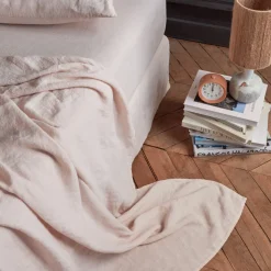 200 LINTEX Draps Plats-Drap plat en lin lavé - Beige Rosé