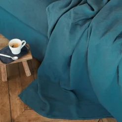 200 LINTEX Draps Plats-Drap plat en lin lavé - Bleu Pétrole