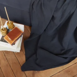 200 LINTEX Draps Plats-Drap plat en lin lavé - Bleu Encre