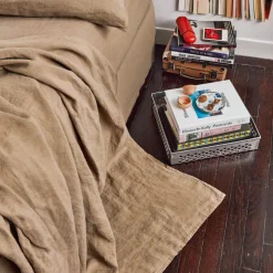 200 LINTEX Maison De Campagne|Draps Plats-Drap plat en lin lavé - Brun Cha Iro