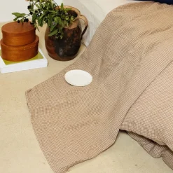 200 LINTEX L'esprit Merci|Édition Limitée-Drap plat en lin lavé - Carreaux Brun Cha Iro