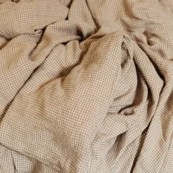 200 LINTEX L'esprit Merci|Édition Limitée-Drap plat en lin lavé - Carreaux Brun Cha Iro