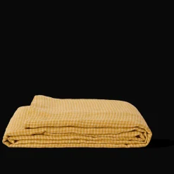 200 LINTEX L'esprit Merci|Édition Limitée-Drap plat en lin lavé - Carreaux Jaune Asahi