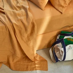 200 LINTEX Draps Plats-Drap plat en lin lavé - Jaune Asahi