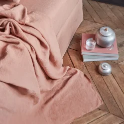 200 LINTEX Draps Plats-Drap plat en lin lavé - Rose Argile