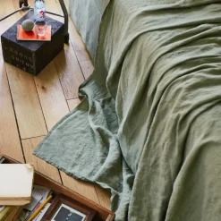200 LINTEX Maison De Campagne|Draps Plats-Drap plat en lin lavé - Vert Komorebi