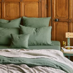 200 LINTEX Draps Plats-Drap plat en lin lavé - Vert d'Anduze
