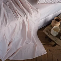 1700 COTEX Draps Plats-Drap plat en percale de coton - Rosé Poudré