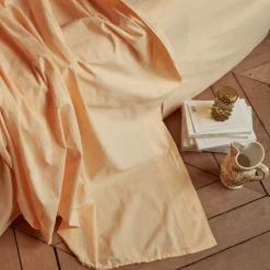 1700 COTEX Draps Plats-Drap plat en percale de coton - Jaune Orge