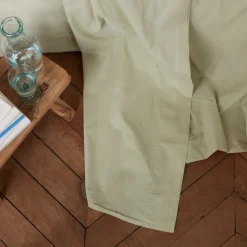 1700 COTEX Draps Plats-Drap plat en percale de coton - Vert Sauge