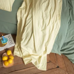 1700 COTEX Draps Plats-Drap plat en percale de coton - Jaune Yuzu