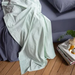 1700 COTEX Draps Plats-Drap plat en percale de coton - Bleu d'Eau