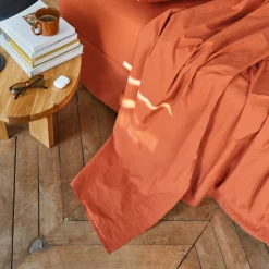 1700 COTEX Draps Plats-Drap plat en percale de coton - Rouge Ocre