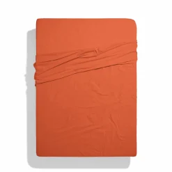 1700 COTEX Draps Plats-Drap plat en percale de coton - Rouge Ocre