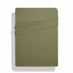 1700 COTEX Draps Plats-Drap plat en percale de coton - Vert Camouflage
