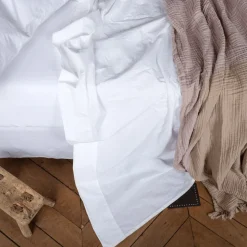 1700 COTEX Maison De Campagne|Draps Plats-Drap plat en percale de coton - Blanc Craie