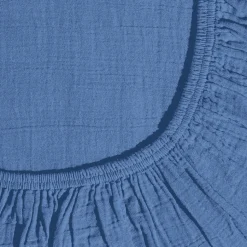 2100 GAZEX Draps Housse-Drap-housse en gaze de coton - Bleu Pompidou