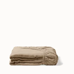 2100 GAZEX Draps Housse-Drap-housse en gaze de coton - Beige Quai de Seine