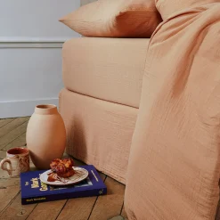 2100 GAZEX Draps Housse-Drap-housse en gaze de coton - Brun Haussmann