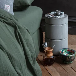 2100 GAZEX Draps Housse-Drap-housse en gaze de coton - Vert Luxembourg