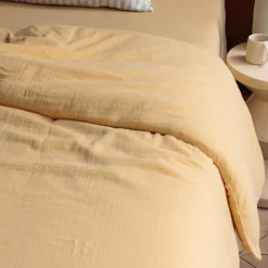 2100 GAZEX Draps Housse-Drap-housse en gaze de coton - Jaune Batignolles