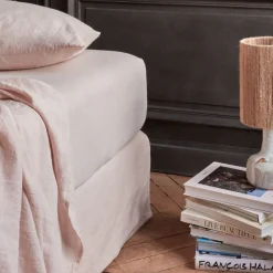 200 LINTEX Draps-housse-Drap-housse en lin lavé - Beige Rosé