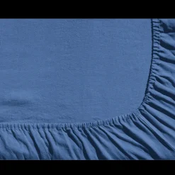 200 LINTEX Draps-housse-Drap-housse en lin lavé - Bleu Paros