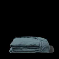 200 LINTEX Draps-housse-Drap-housse en lin lavé - Bleu Pétrole