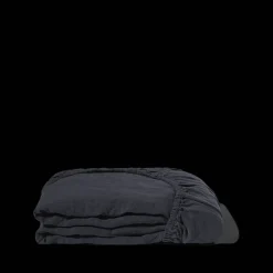 200 LINTEX Draps-housse-Drap-housse en lin lavé - Bleu Encre