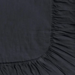 200 LINTEX Draps-housse-Drap-housse en lin lavé - Bleu Encre