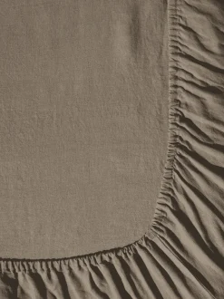 200 LINTEX Maison De Campagne|Draps-housse-Drap-housse en lin lavé - Brun Cha Iro