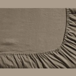 200 LINTEX Maison De Campagne|Draps-housse-Drap-housse en lin lavé - Brun Cha Iro