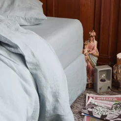 200 LINTEX Draps-housse-Drap-housse en lin lavé - Gris Vésuve